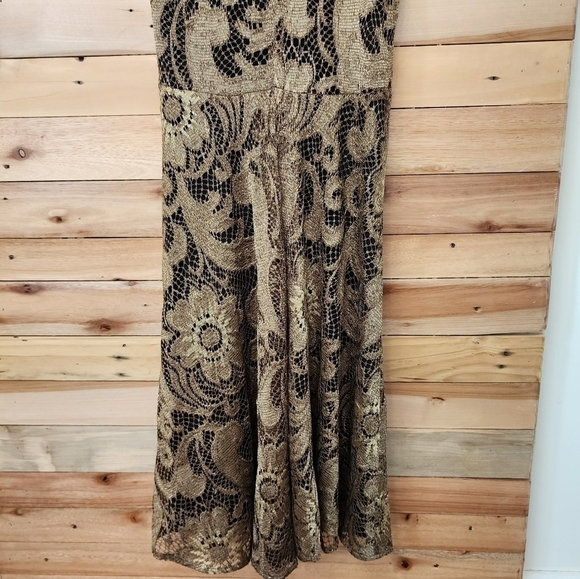 Alice & Olivia Roxie Bronze Black Lace Diamond Back Cut out Gown Event Dress - Picture 13 of 16